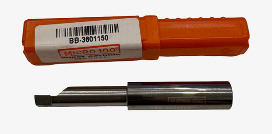 Micro 100 Solid Carbide Boring Bar 0.3800" Min Bore, 1.150" Max Bore Depth, 3/8" Shank