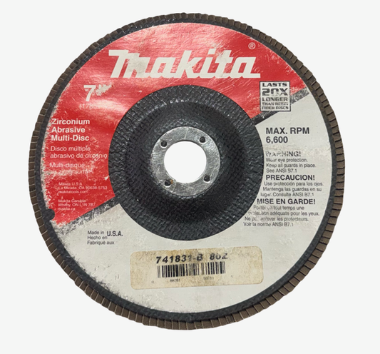 Makita 7" x 7/8" Flap Disc Zirconium 80 Grit Multi-Disc USA Made