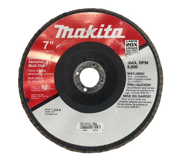 Makita 7" x 7/8" Flap Disc Zirconium 36 Grit Multi-Disc USA Made