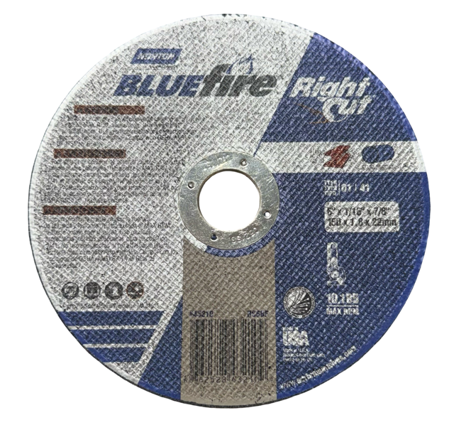 Norton BlueFire 6" x 1/16" x 7/8" Metal Cut-Off Wheel Type 1 Zirconium