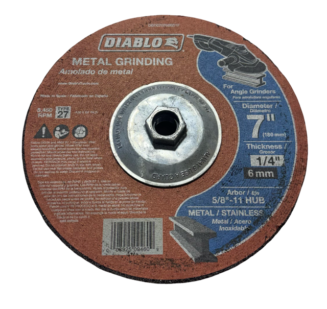 Diablo 7" x 1/4" x 5/8-11 Metal Grinding Wheel A30-K-BF INOX Type 27