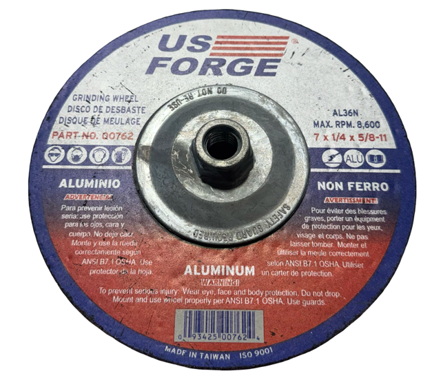 US Forge 7" x 1/4" x 58-11 Metal Grinding Wheel AL36N