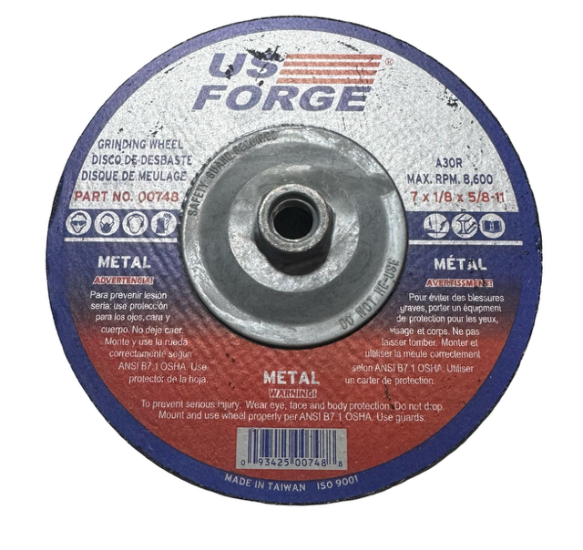 US Forge 7" x 1/8" x 5/8-11 Metal Grinding Wheel A30R