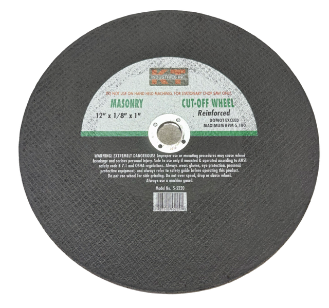 KT Industries 12" x 1/8" x 1" Masonry Cut-Off Wheel for Stationary Chop Saws