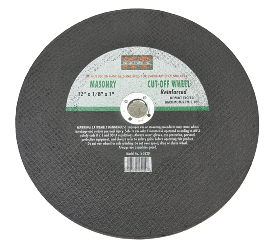 KT Industries 12" x 1/8" x 1" Masonry Cut-Off Wheel for Stationary Chop Saws