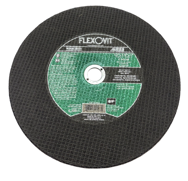 Flexovit 12" x 1/8" x 1" Heavy Duty Concrete Masonry Cut-Off Wheel T1 C30UB