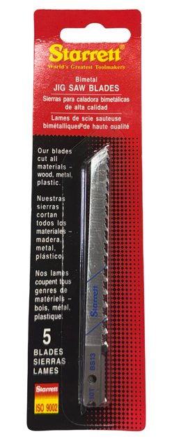 Starrett 4" BI-Metal U-Shank Jig Saw Blades, 10 TPI, 5 Pack