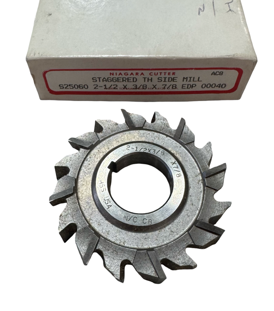Niagara 2-1/2" X 3/8" X 7/8" HSS Side Milling Cutter - Staggered Tooth - USA Made