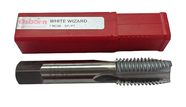 Osborn 1"-8 NC HSS Spiral Point Plug Tap 3FL H4 Chrome Clad Coated