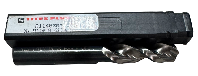 Titex-Plus 11.5mm HSS-E Drill Bit - Stub Length - Parabolic Flute