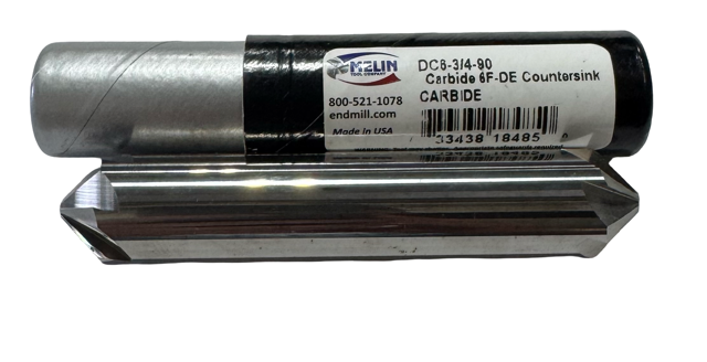 Melin 3/4" Carbide Double End Countersink 90° 6 Flute 4" Overall USA Made