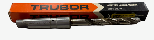 Trubor 35/64" HSS Taper Shank Oil Hole Drill 3MT, 9" Overall, Made in England