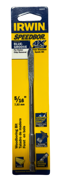 Irwin Speedbor 5/16" Blue-Groove Spade Bit 88805