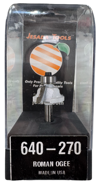 Jesada 1" Carbide Tipped Roman Ogee Router Bit, 1/4" Shank, 5/32" Radius, USA Made