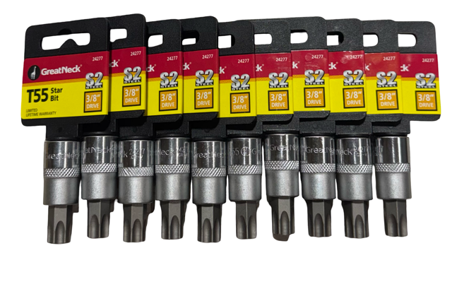 GreatNeck 3/8" Drive T55 Star Bit Socket S2 Steel 10 Pack