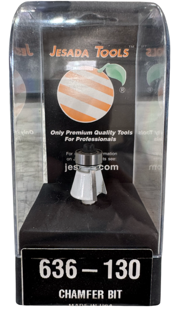 Jesada 9/16" Carbide Tipped Chamfer Router Bit 1/4" Shank, 15° Angle USA Made