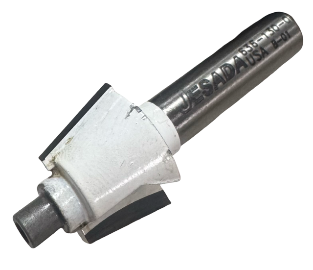 Jesada 14.3mm Carbide Tipped Chamfer Router Bit 8mm Shank, 15° Angle USA Made