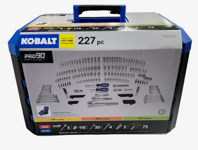 Kobalt 227-Piece Mechanics Tool Set, Chrome Finish, Precision Ratchet Tool Set
