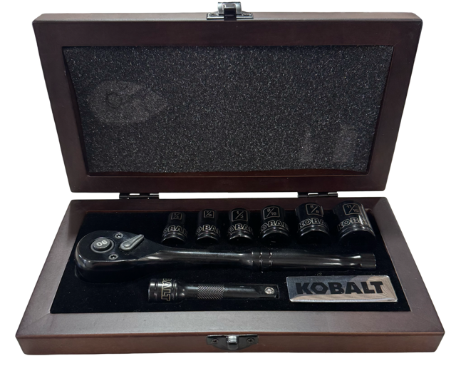 Kobalt 8 Piece 3/8" Drive Black Ratchet Socket Set with Hard Case
