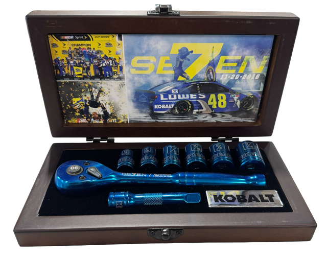 Kobalt NASCAR 8-Piece Jimmie Johnson 3/8" Drive Blue Se7en Socket Ratchet Set with Case Limited Edition