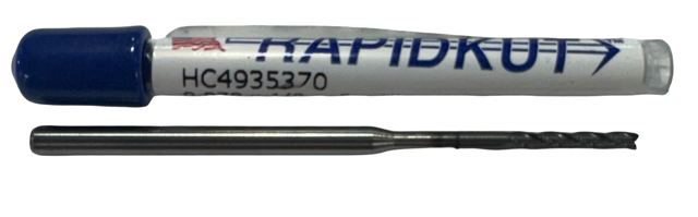 RapidKut .078" Carbide Miniature End Mill (1" Reach) 3 Flute DLC Coating USA Made