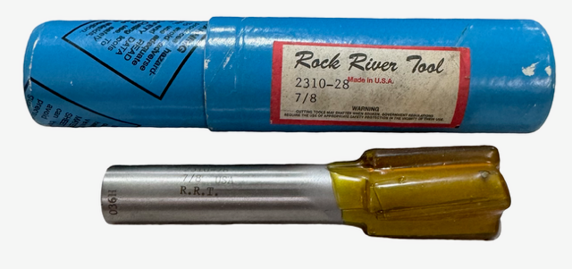 Rock River 7/8" Carbide Tipped End Mill 5/8" Shank 2 Flute LH Spiral RH Cut USA