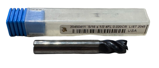 OSG 5/16" Carbide End Mill 4 Flute .020" Radius WXS Coated