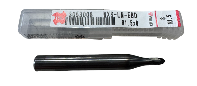 OSG 3mm Carbide Ball End Mill WXS Coated 2 Flute Long Neck 1.5mm Radius