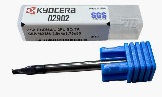 Kyocera 2.5mm Carbide End Mill 2 Flute TA Coated USA Made
