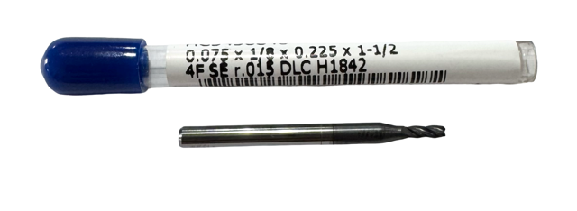 RapidKut .075" Carbide End Mill 4 Flute Diamond Coating .015" Radius USA Made