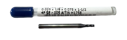 RapidKut .025" Carbide Miniature End Mill 4FL AlTiN Coated .005" Radius USA Made