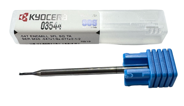 Kyocera .047" Carbide Micro End Mill 3 Flute TA Coating USA Made