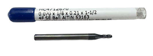 RapidKut .070" Carbide Ball End Mill 4 Flute AlTiN Coated USA Made