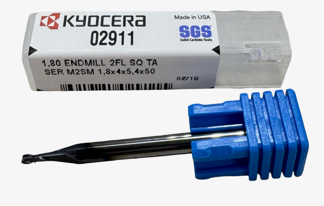 Kyocera 1.80mm Carbide End Mill 2 Flute TA Coating USA Made