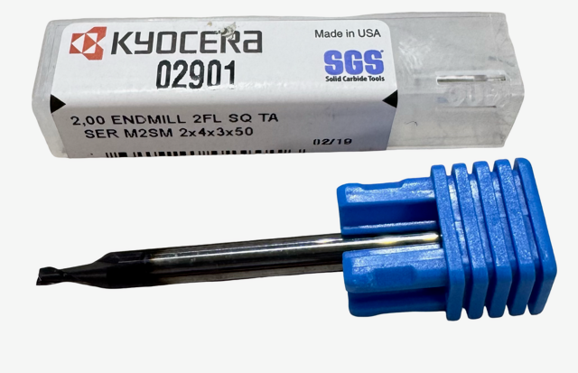Kyocera 2.00mm Carbide Micro End Mill 2 Flute TA Coating USA Made