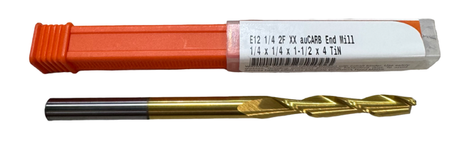 IMCO 1/4" x 1/4" x 1-1/2" x 4" Carbide End Mill Tin Coated 2 Flute