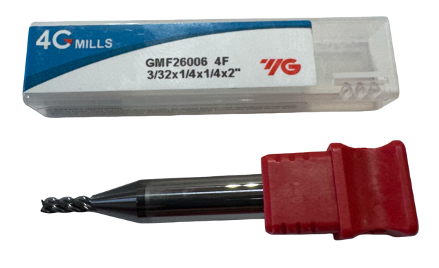 YG 3/32" Carbide End Mill 4 Flute AlCrN Coated