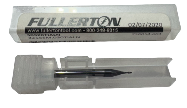 Fullerton .030" Carbide End Mill TiAlN Coated 2 Flute 1/8" Shank USA Made