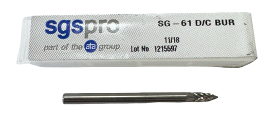 SGSPro 3/32" Carbide Burr SG-61 Tree Shape Radius End Double Cut 1/4" Shank USA