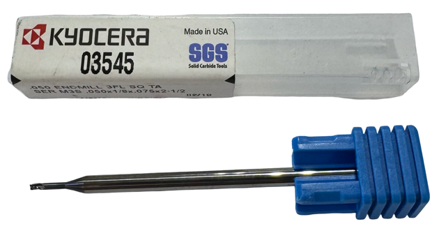 Kyocera .050" Carbide Micro End Mill 3 Flute TA Coating USA Made