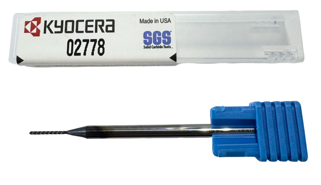Kyocera .031" Carbide Ball Micro End Mill 4 Flute TA Coating, 1/8" Shank, 2-1/2" Overall