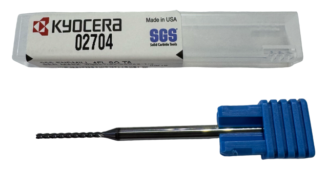 Kyocera .055" Carbide Micro End Mill 4FL TA Coating 1/8" Shank 2-1/2" OAL USA Made