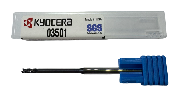 Kyocera .090" Carbide Micro End Mill 4FL TA Coating 1/8" Shank 2-1/2" OAL USA Made