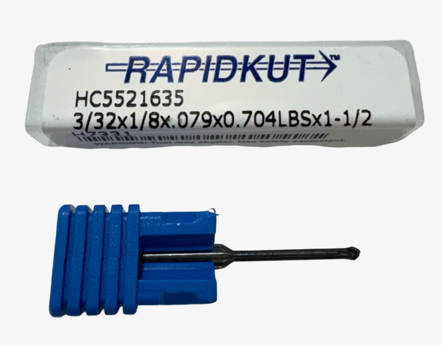 RapidKut 3/32" Carbide 270° Spherical Ball End Mill 2 Flute nACo Coating USA