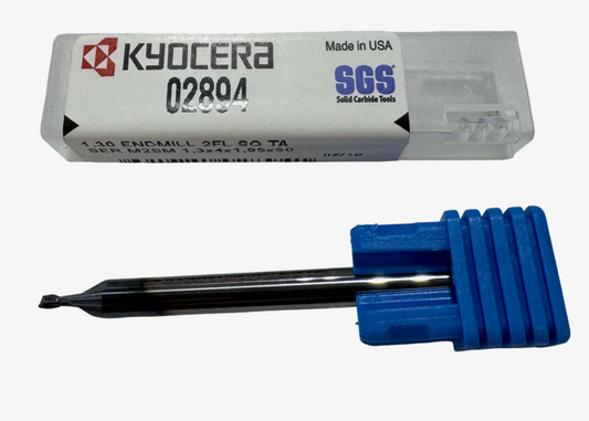 Kyocera 1.30mm Carbide End Mill 2 Flute TA Coating 1/8" Shank USA Made