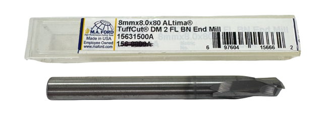 M.A. Ford 8mm Carbide Ball End Mill 2 Flute AlTiN Coated USA Made
