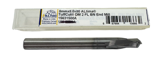 M.A. Ford 8mm Carbide Ball End Mill 2 Flute AlTiN Coated USA Made