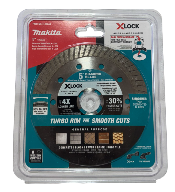 Makita 5" Diamond Blade with X-Lock Turbo Rim Wet/Dry