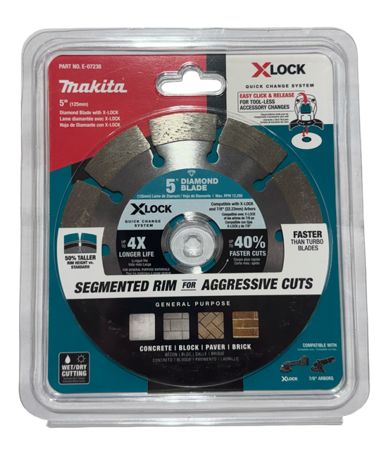 Makita 5" Diamond Blade with X-Lock Segmented Rim Wet/Dry Cutting Wheel