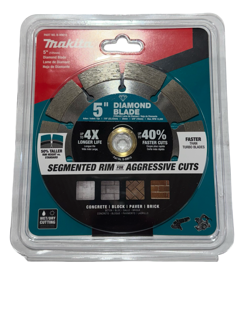 Makita 5" Diamond Blade Segmented Rim Wet/Dry Cutting Wheel